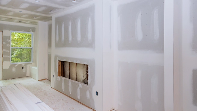 Freshy mudded drywall.
