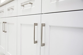 White kitchen cabinets.