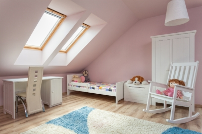 Light Pink Attic with White Trim and Rocking Chair Light Pink Attic with White Trim and Rocking Chair
