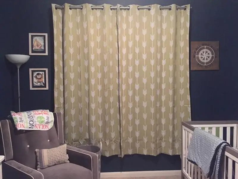 Dark colors in baby room.